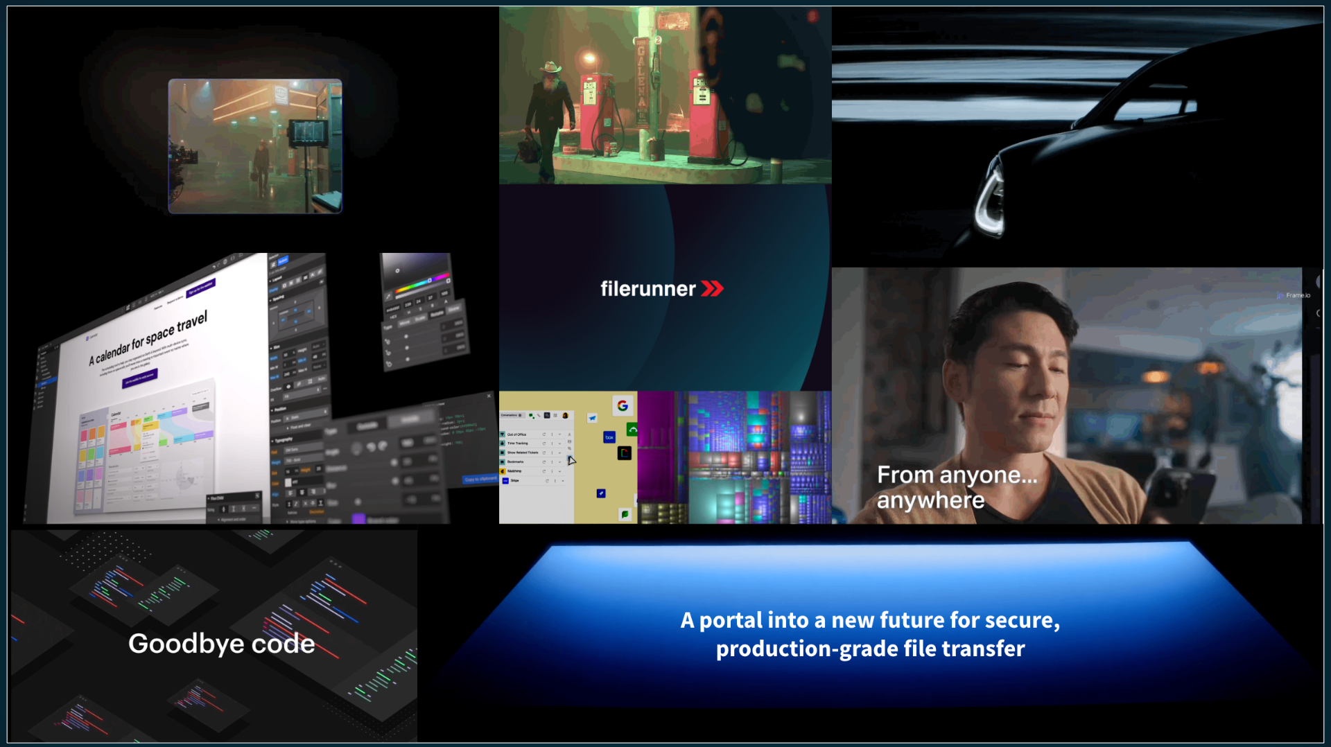 Updated moodboard — cinematic, product-forward references presented to the client.